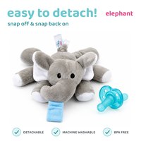 The pacifier detaching from the Elephant plush soother