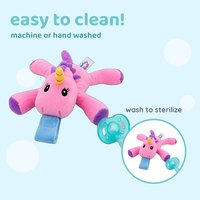 The Unicorn plush soother going into the wash