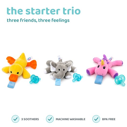 BabyLUV bundle of three plush soothers